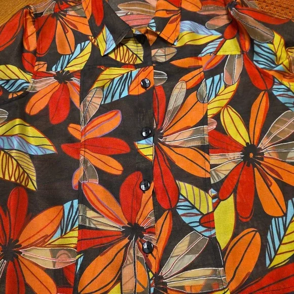 Erin London Linen Blend Semi-Sheer Shirt Jacket 22" P2P - Picture 10 of 12